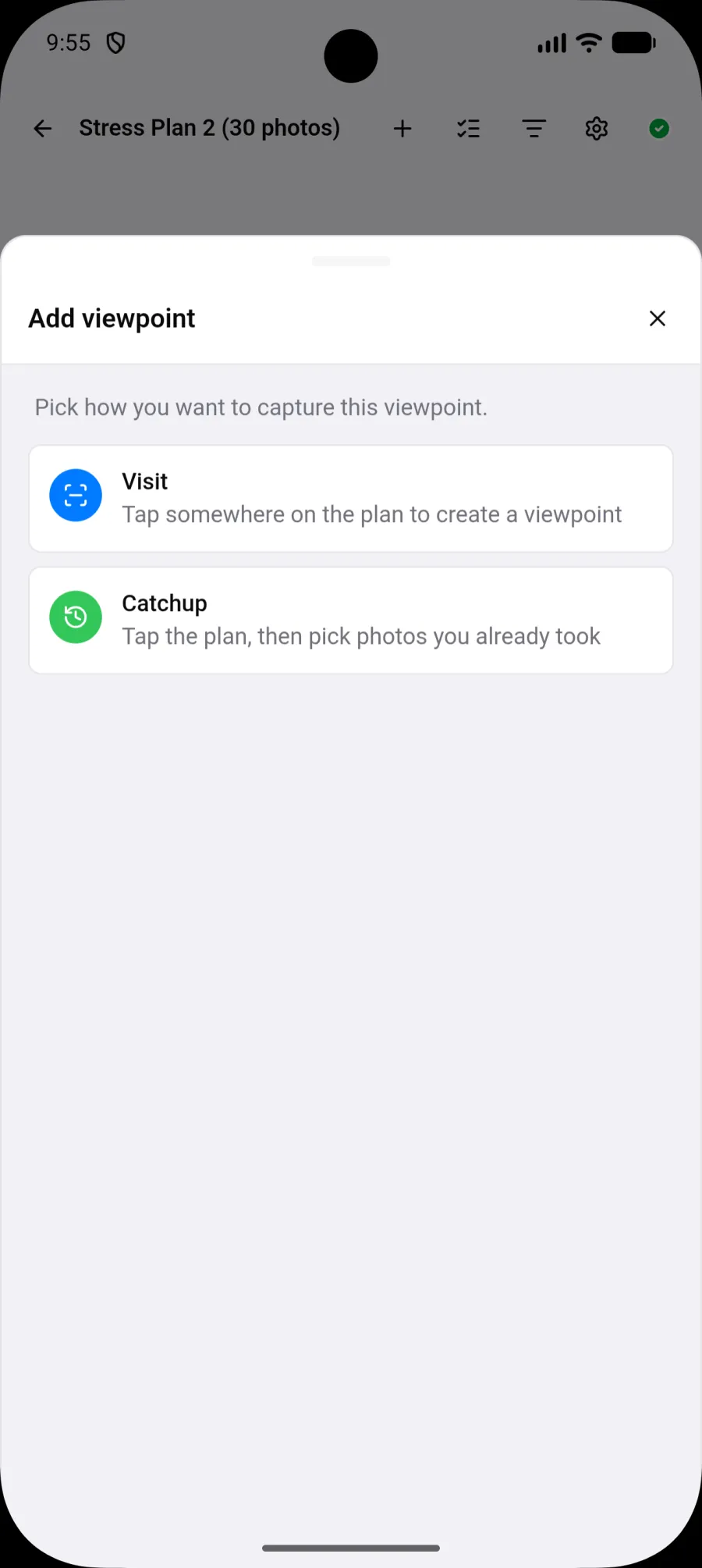 In Readonly mode, + first asks whether to add the viewpoint in Visit or Catchup