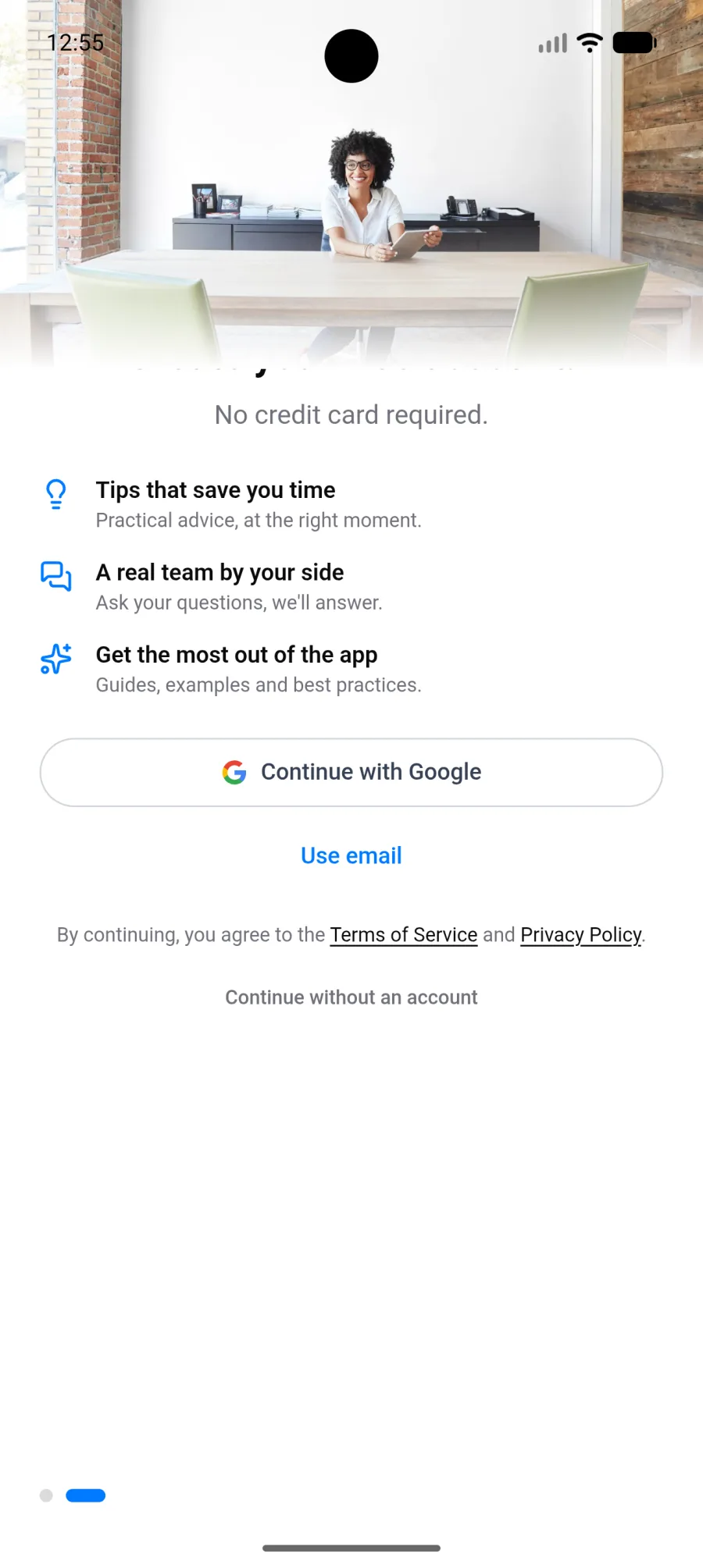 Bienvenue et création de compte sur Android